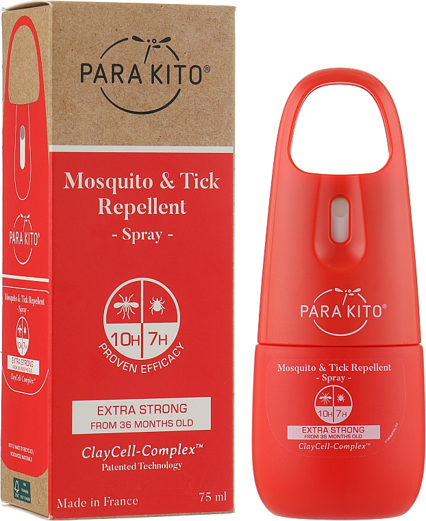 Спрей от комаров и клещей, экстра сильная защита - Para’Kito Tropical Extra Strong Mosquito & Tick Repellent — фото N2