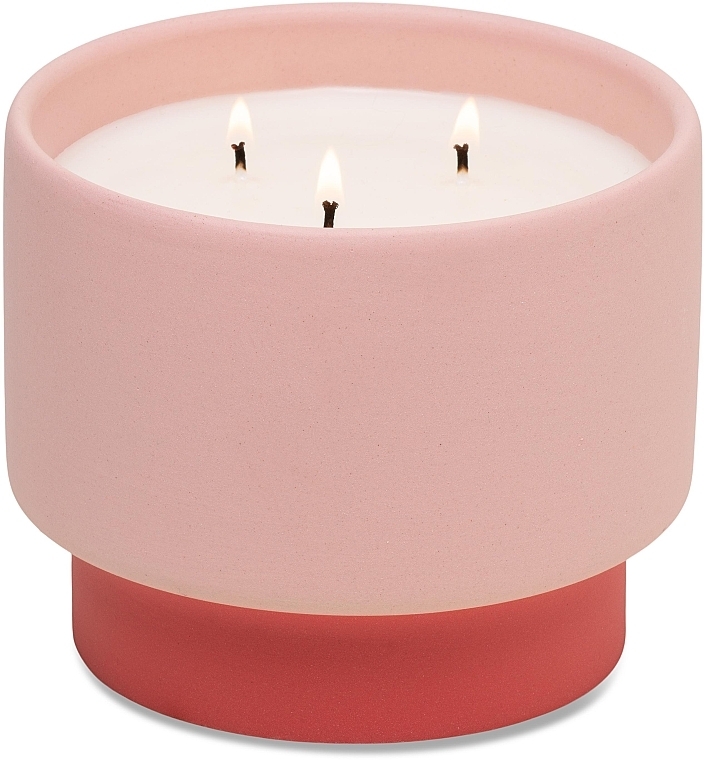 Ароматическая свеча "Игристый грейпфрут", 3 фитиля - Paddywax Colour Block Ceramic Candle Pink Sparkling Grapefruit — фото N1