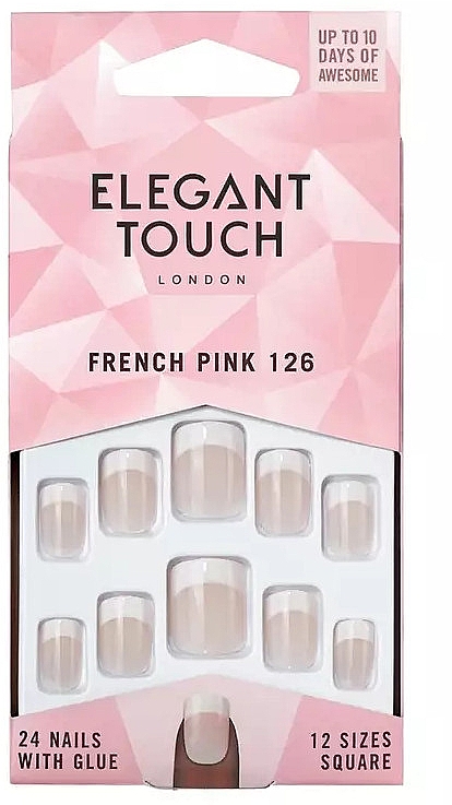 Накладные ногти - Elegant Touch Natural French Pink 126 Short False Nails — фото N1