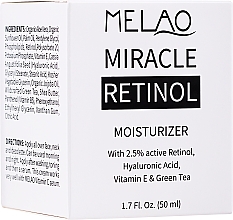 Зволожувальний крем для обличчя з ретинолом 2.5% - Melao Retinol Moisturizer Face Cream — фото N2