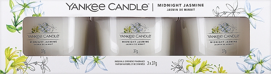 Набор ароматических свечей "Полуночный жасмин" - Yankee Candle Midnight Jasmine (candle/3x37g) — фото N1