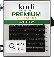 Парфумерія, косметика Накладні вії Butterfly Green C 0.15 (6 рядів: 11 мм) - Kodi Professional