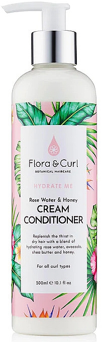 Крем-кондиционер с розовой водой и медом - Flora & Curl Hydrate Me Rose Water & Honey Cream Conditioner — фото N1