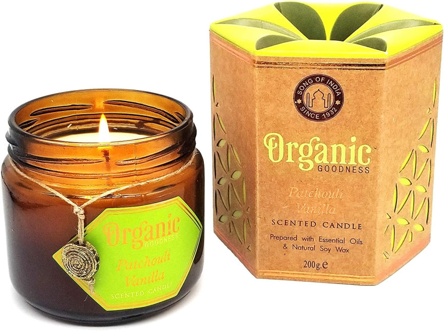 Ароматизированная свеча банке - Song of India Organic Goodness Patchouli Vanilla Soy Wax Candle — фото N2