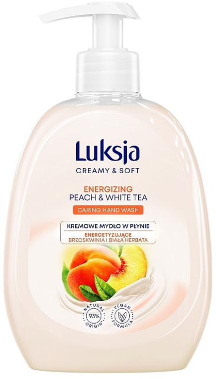 Рідке крем-мило "Персик і білий чай" - Luksja Creamy & Soft Energizing Peach & White Tea Caring Hand Wash — фото N1