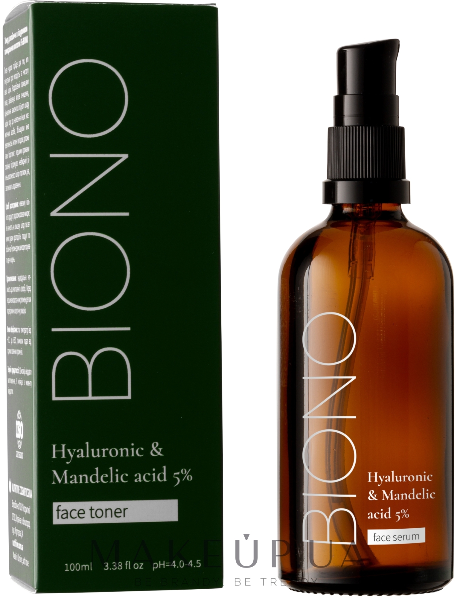 Тонер для лица с гиалуроновой и миндальной кислотой 5% - Biono Hyaluronic & Mandelic Acid 5% Face Toner — фото 100ml