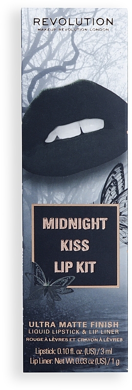 Набор - Makeup Revolution Midnight Kiss Lip Contour Kit (lipstick/3 ml + lip/liner/1 g) — фото N4