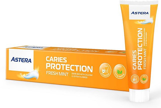 Зубна паста проти карієсу "Свіжа м'ята" - Astera Caries Protection Fresh Mint Toothpaste — фото N1