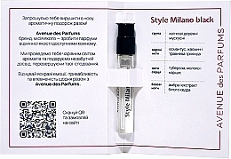 Парфумерія, косметика Avenue Des Parfums Style Milano Black - Парфумована вода (пробник)