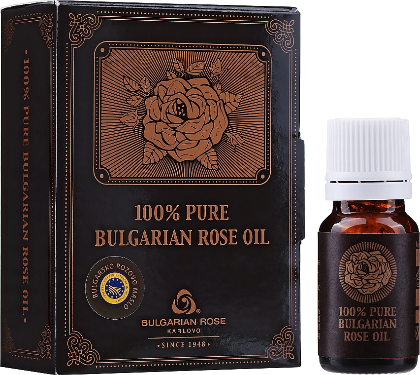 Натуральное масло розы в картонной коробке - Bulgarian Rose Oil — фото N4