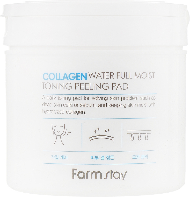 Тонізувальні пілінг-серветки для обличчя з колагеном - FarmStay Collagen Water Full Moist Toning Peeling Pad — фото N1