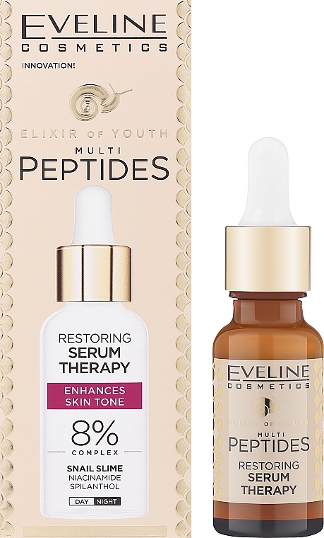 Відновлювальна сироватка для обличчя - Eveline Cosmetics Elixir Of Youth Multi Peptides Restoring Serum Therapy — фото N2