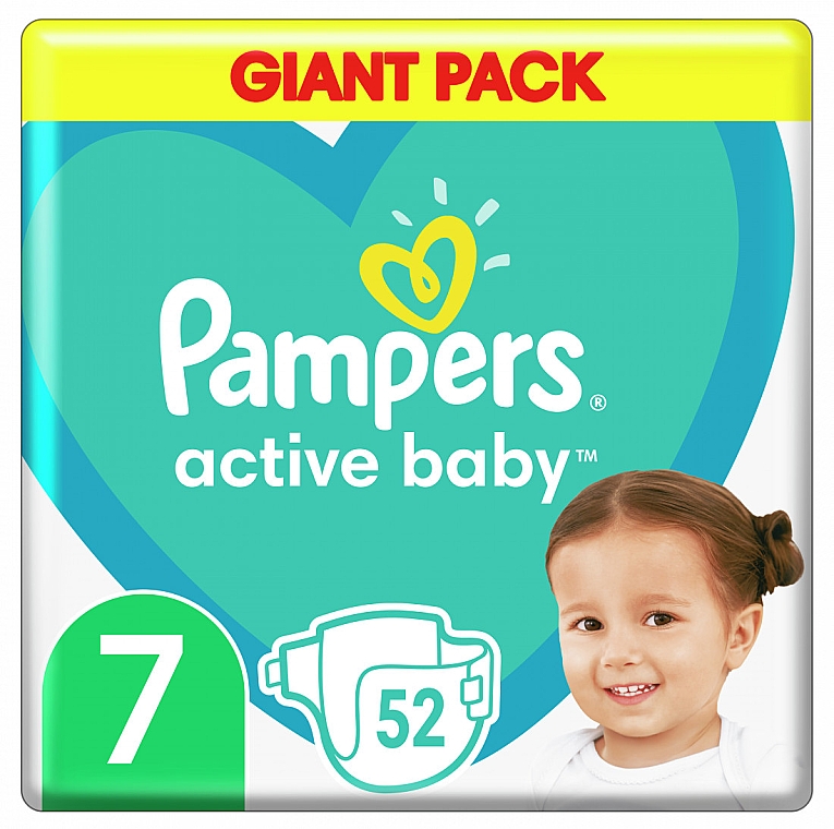 Подгузники Active Baby 7 (15 + кг), 52 шт. - Pampers — фото N1