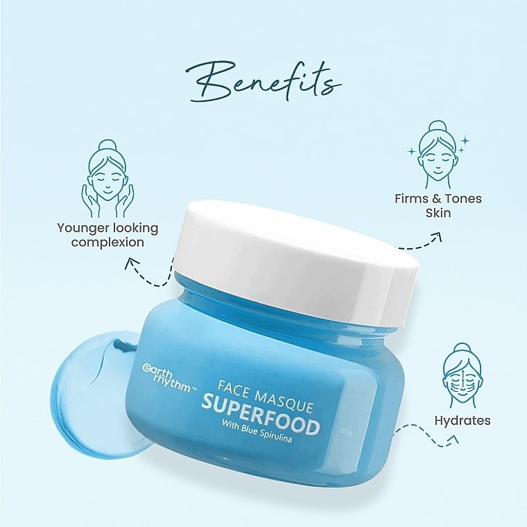 Маска для лица с голубой спирулиной и скваланом - Earth Rhythm Superfood Face Masque With Blue Spirulina & Squalane — фото N3