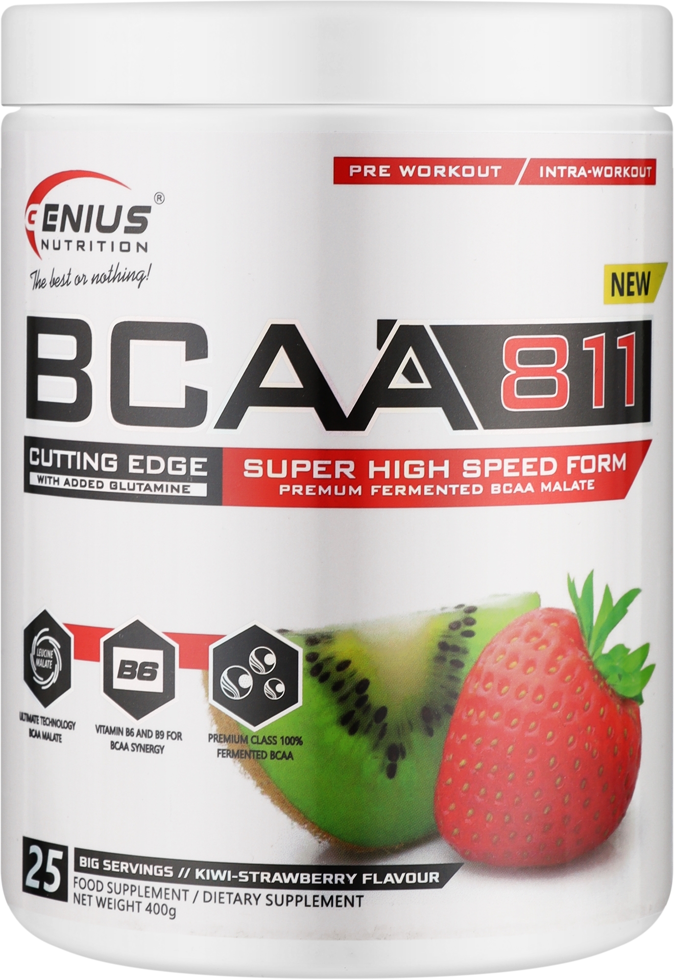 Комплекс амінокислот "BCAA 8:1:1", ківі-полуниця - Genius Nutrition BCAA811 Kiwi-Strawberry — фото 400g