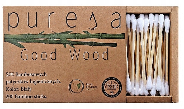 Бамбуковые гигиенические палочки в коробке, белые - Puresa Good Wood