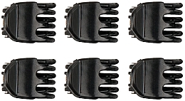 Крабики для волос пластмассовые, маленькие, 6 шт., 2 см, черные - Titania — фото N2