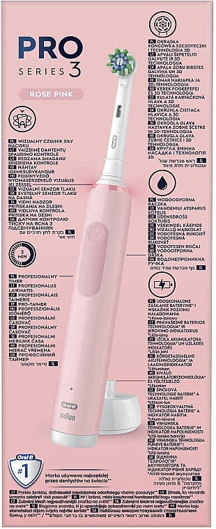 Электрическая зубная щетка, розовая - Oral-B Pro Series 3 Cross Action Electric Toothbrush Pink — фото N4