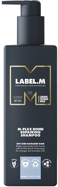 Відновлювальний шампунь для сухого та пошкодженого волосся - Label.m M-Plex Bond Repairing Shampoo — фото N1
