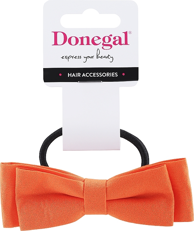 Резинка для волос FA-5638, бант оранжевый - Donegal — фото N1