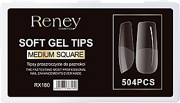 Парфумерія, косметика Тіпси для нігтів, акрилові, прозорі, 504 шт. - Reney Cosmetics Soft Gel Tips Medium Square RX-180