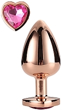 Анальная пробка среднего размера с драгоценным камнем - Dream Toys Gleaming Love Rose Gold Plug Medium — фото N1