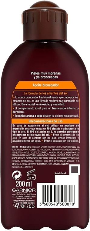 Інтенсивна кокосова олія для засмаги - Garnier Delial Ambre Solaire Intense Suntan Coco Oil — фото N2