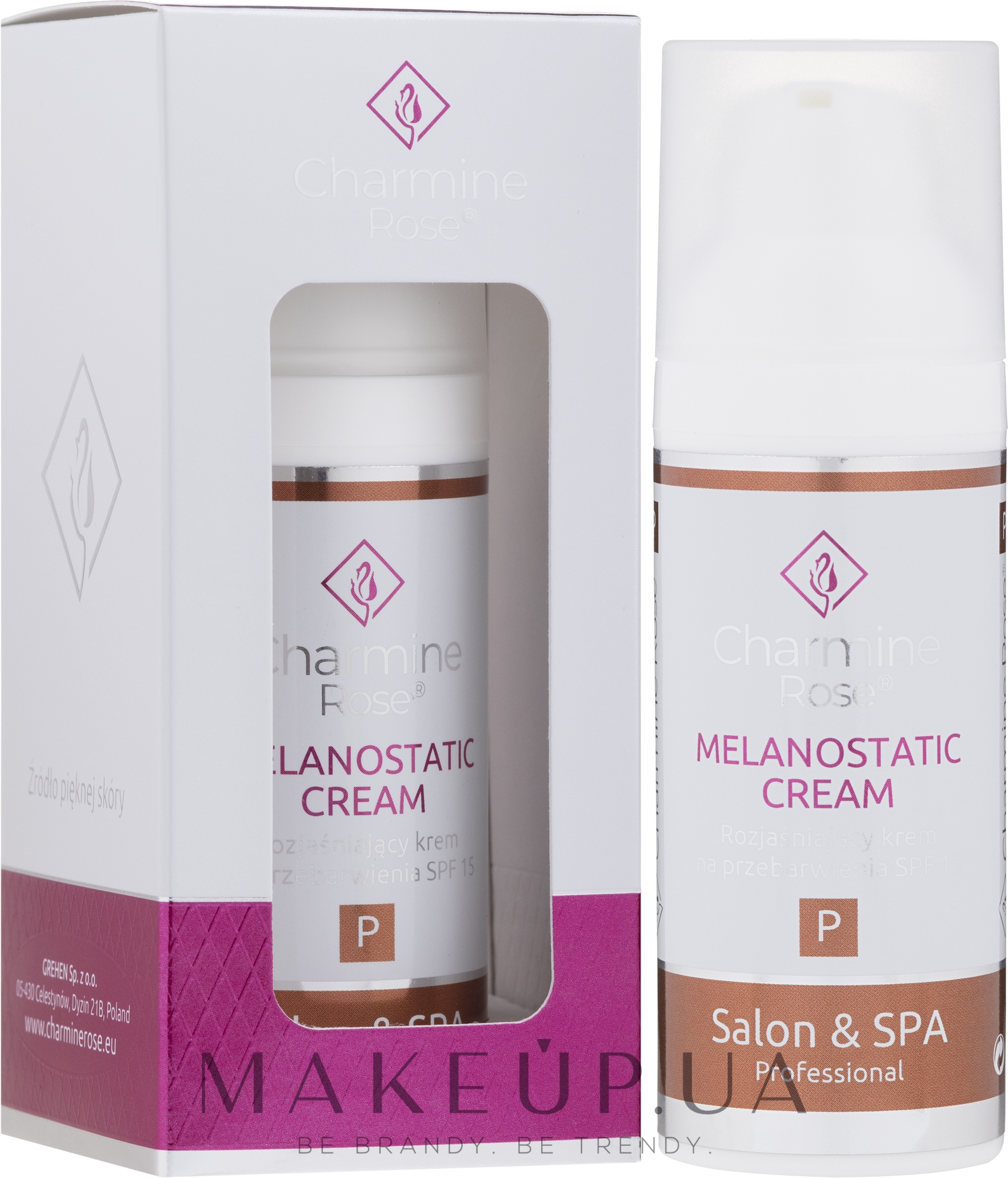 Освітлювальний крем від плям - Charmine Rose Salon & SPA Professional Melanostatic Cream SPF 15 — фото 50ml