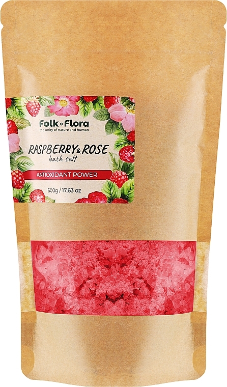 Соль для ванны "Шиповник и малина" - Folk&Flora Wild Rose & Rasberry Bath Salt — фото N1