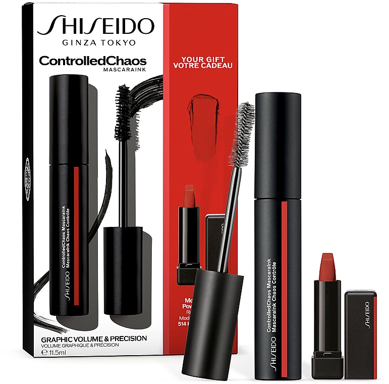 Набор - Shiseido ControlledChaos Mascara Set (mascara/11.5ml + lip/stick/2.5g) — фото N1