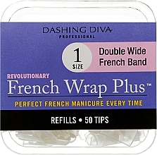 Типсы широкие "Френч Смайл+" - Dashing Diva French Wrap Plus Double Wide White 50 Tips (Size-1) — фото N1