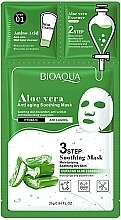 Три етапна тканинна маска для обличчя з алое вера - Bioaqua Aloe Vera Anti Agning Soothing Mask — фото N1