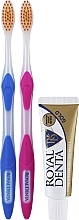 Парфумерія, косметика Набір, варіант 1 - Royal Denta Gold (toothbrush/2pcs + toothpaste/20g + cosmetic bag/1pc)