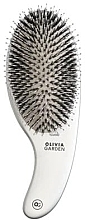 Щітка масажна для волосся, комбінована щетина, срібляста - Olivia Garden Expert Care Curve Boar & Nylon Bristles Silver — фото N1