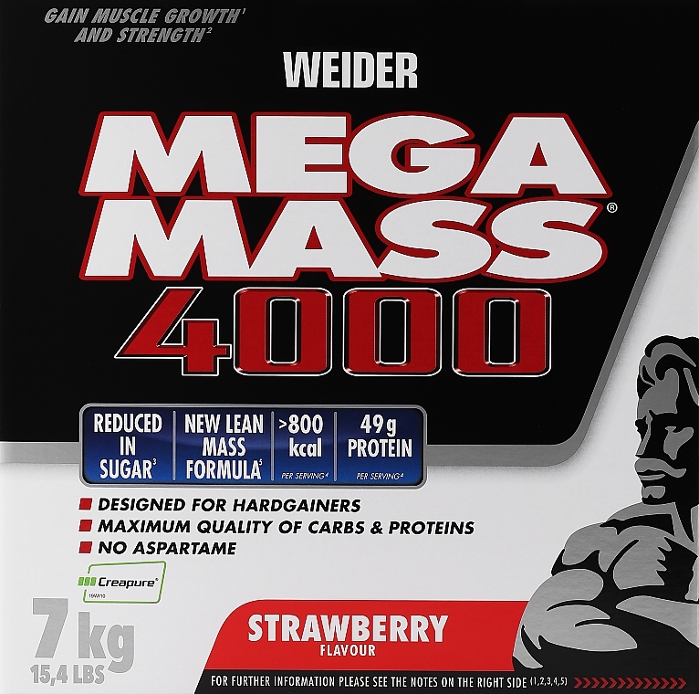 Гейнер - Weider Mega Mass 4000 Strawberry — фото N1