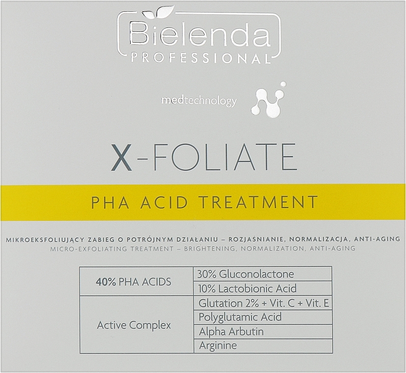 Набор - Bielenda Professional X-Foliate PHA Acid Treatment (f/peeling/5*1.5g + f/mask/5*15g + f/ser/5*2ml) — фото N1