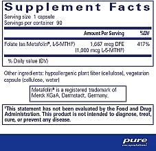 Диетическая добавка "Фолат 1000", капсулы - Pure Encapsulations Folate 1000 — фото N2