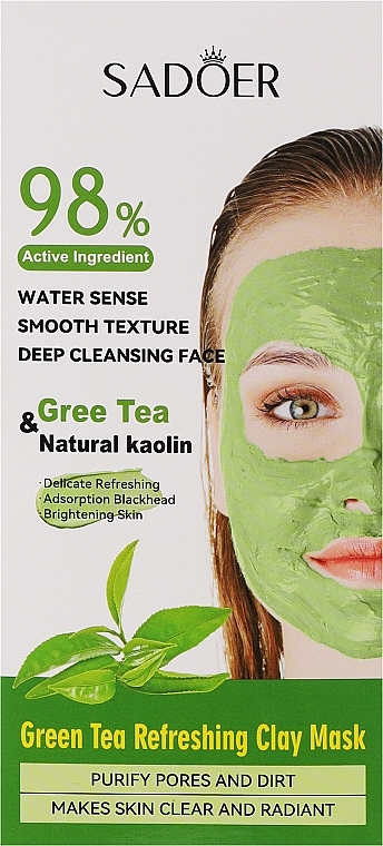 Освіжаюча глиняна маска із зеленим чаєм та каоліном - Sadoer Green Tea Refreshing Clay Mask — фото N1