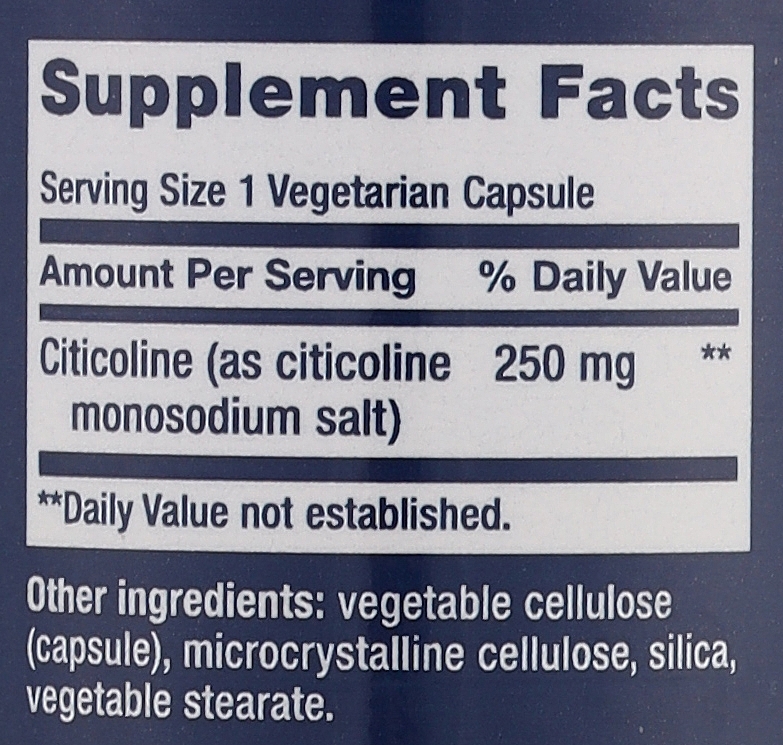 Харчові добавки "Цитоколін" - Life Extension Cognizin CDP-Choline Caps, 250 mg — фото N3