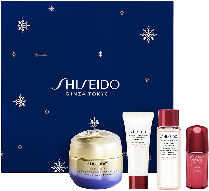 Набір - Shiseido Vital Perfection Enriched Holiday Kit (f/cr/50ml + clean/foam/15ml + f/lot/30ml + f/conc/10ml) — фото N2