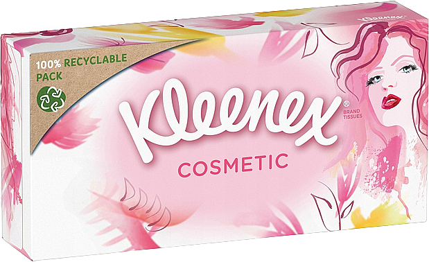 Серветки паперові в коробці "Cosmetic", 80 шт., дизайн 2 - Kleenex — фото N1