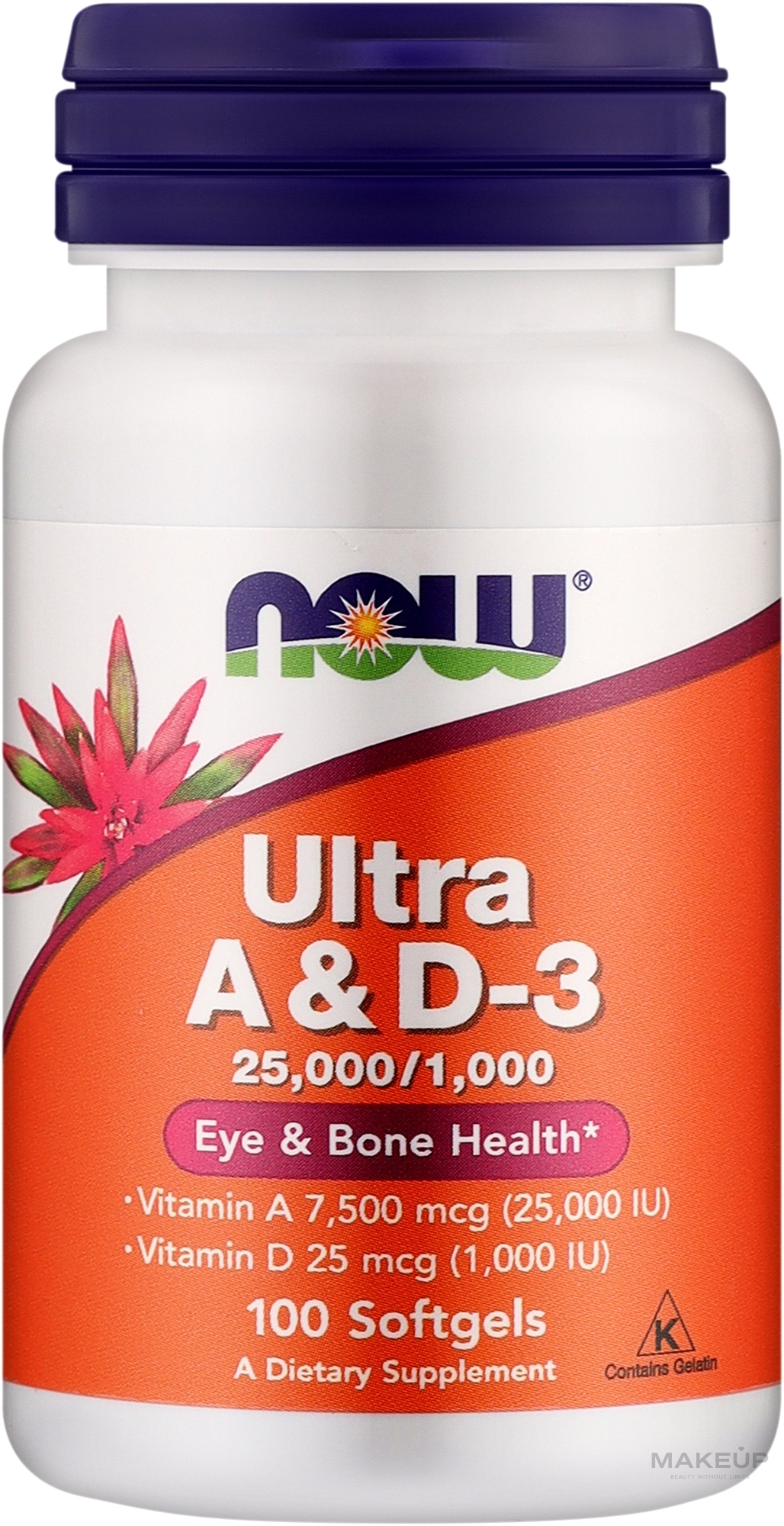 Дієтична добавка "Ultra A&D" - Now Foods Ultra A&D 25000/1000 — фото 100шт