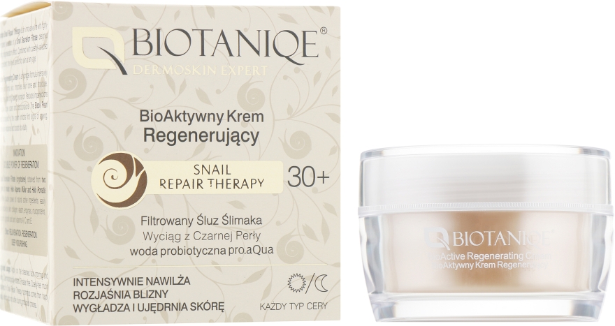 Биоактивный восстанавливающий крем для лица со слизью улитки - Biotaniqe BioActive Regenerating Cream 30+