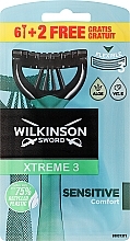 Одноразовые станки для бритья, 6+2 шт. - Wilkinson Sword Xtreme 3 Sensitive — фото N1