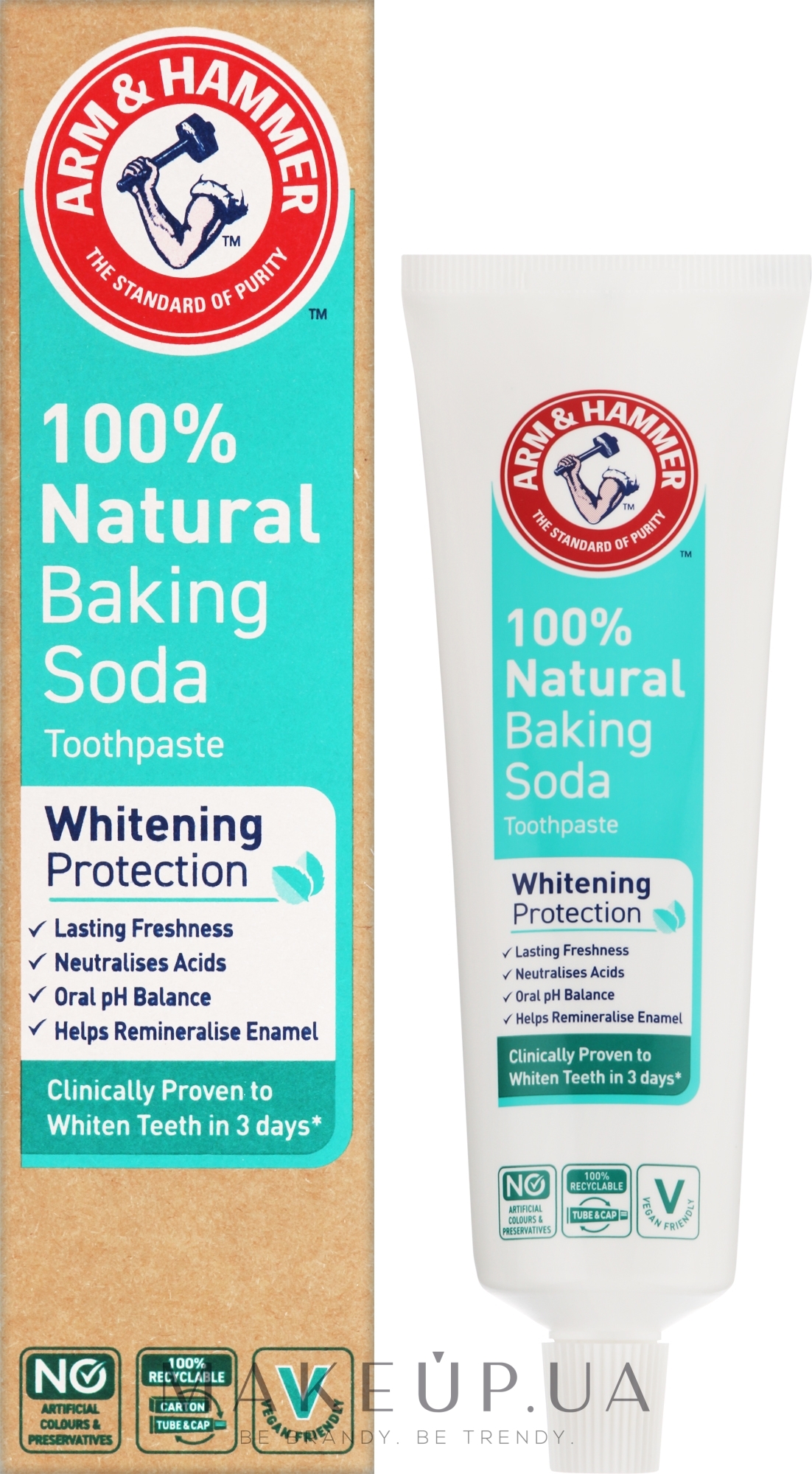 Зубная паста для защиты белизны зубов - Arm & Hammer 100% Natural Baking Soda Whitening Protection Toothpaste — фото 75ml