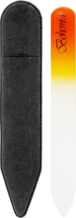 Пилочка хрустальная в чехле из кожи 99-1052, желто-оранжевая, 105 мм - SPL — фото N2