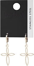 Сережки жіночі, фігурний хрестик на кільці, золотисті - Lolita Accessories — фото N1