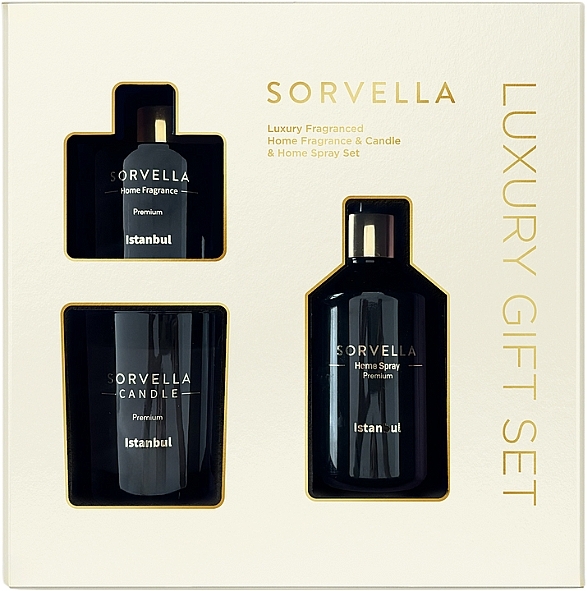 Набір - Sorvella Perfume Home Fragrance Istanbul (diffuser/120ml + candle/170g + home/spray/250ml) — фото N1