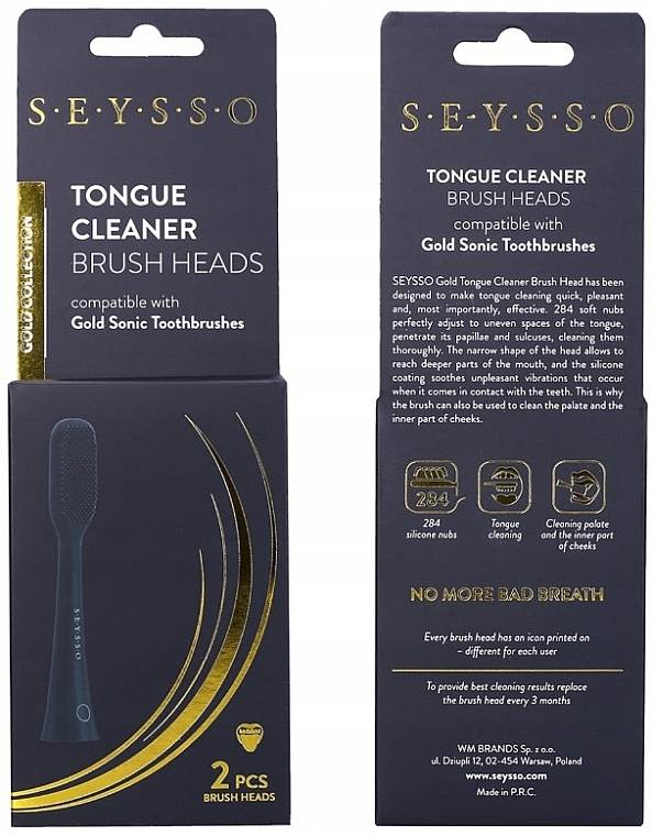 Насадки для чистки языка, 2 шт. - Seysso Gold Tongue Cleaner — фото N2