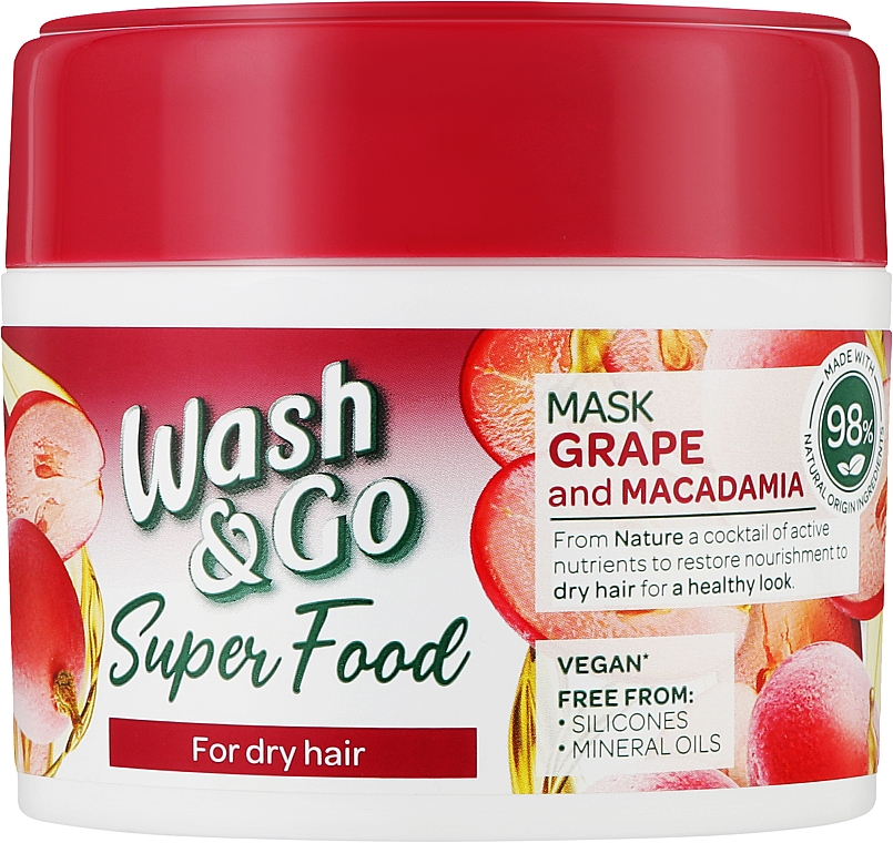 Маска для сухих волос с виноградом и макадамией - Wash&Go Super Food Mask